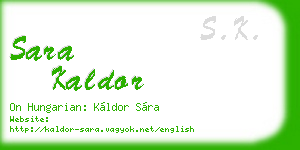 sara kaldor business card